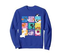 Disney Cats Figaro and Friends Stylized Animated Pets Sudadera, Unisex para adultos, Azul Real, S