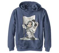 Disney Characters Astro Mickey Boy's Hooded Pullover Fleece, Navy Blue Heather, X-Large