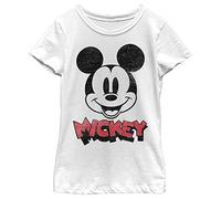 Disney Characters Heads Up Girl'S Solid Crew tee, Blanco, XS, Weiß, XS