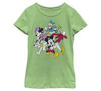 Disney Characters Mickey and Friends Girl's Heather Crew Tee, Green Apple, X-Small
