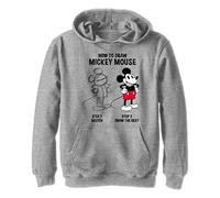 Disney Characters Mickey Drawing Boy's Jersey con Capucha de Forro Polar, Talla pequeña, Athletic Heather, S