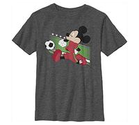 Disney Characters Portugal Kick Boy's Crew Tee, Charcoal Heather, Large