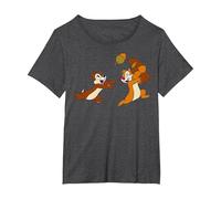 Disney Chip 'N Dale Acorn Chase Camiseta, Mujer tallas grandes, Jaspeado Oscuro, 1XL Grande
