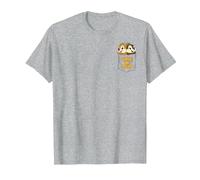 Disney Chip 'N Dale Faux Pocket Camiseta, Hombre, Gris Jaspeado, S