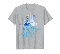 Disney Cinderella Birds & Castle Watercolor Art Camiseta, Hombre, Gris Jaspeado, 3XL