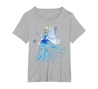 Disney Cinderella Birds & Castle Watercolor Art Camiseta, Mujer tallas grandes, Gris Jaspeado, 1XL Grande