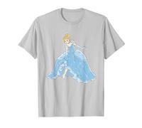 Disney Cinderella Sparkling Princess Camiseta, Hombre, Plata, XL