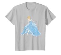 Disney Cinderella Sparkling Princess Camiseta, Niños, Plata, 10 años