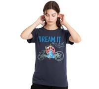 Cinderella with Pumpkin Coach. Dream, Then Do It Ladies T Shirt, Deep Navy Camiseta, Azul Marino Profundo, XXL para Mujer