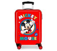 Disney Circle Mickey Maleta de Cabina Rojo 37x55x20 cms Rígida ABS Cierre combinación 34L 2,6Kgs 4 Ruedas Dobles Equipaje de Mano