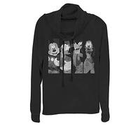 Disney Classic Mickey Bro Time Women's Cowl Neck Long Sleeve Knit Top, Black, XX-Large
