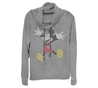 Disney Classic Mickey Jump Women's Cowl Neck Long Sleeve Knit Top, Gray Heather, XX-Large