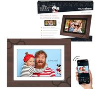 Disney Classic PhotoShare Friends and Family 10” Smart Digital Photo Frame, Send Pics from Phone to Frames, Wi-Fi, 8 GB, Holds 5,000+ Pics, 1280x800 HD Touch Panel, Premium Espresso Engraved Wood