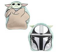 Disney Cojín con Forma Oficial Mandalorian | Almohada de Peluche con Forma de Yoda | Diseño “Friend decoración del Dormitorio o Sala de Juegos | Verde