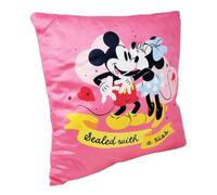 Disney Cojín decorativo cuadrado suave y blando Mickey y Minnie Mouse Sealed With a Kiss Mickey Mickey Mouse 38 x 38 cm