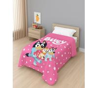 Disney Colcha Manta Sedalina Sherpa (160x250cm Cama 90cm) Licencias Oficiales | Bluey, Spider-Man, Stitch, Minnie, Mickey | Manta Infantil Suave y Cálida | Reversible con Borreguito. (Bluey Rosa)