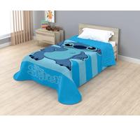Disney Colcha Manta Sedalina Sherpa Reversible con Borreguito (Stitch Azul) | 160x250cm para Cama 90cm, Licencias Oficiales Bluey, Spider-Man, Stitch, Minnie, Mickey, Manta Infantil, Suave y Cálida