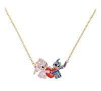 Disney Collar con colgante de corazón chapado en oro Stitch & Angel, talla única, Chapado en oro, No es una piedra preciosa