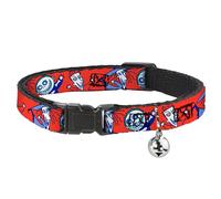 Disney Collar de gato, collar separable con campana, El extraño mundo de Navidad con cerradura y barril rojo, 8.5 a 12 pulgadas, 0.5 pulgadas de ancho