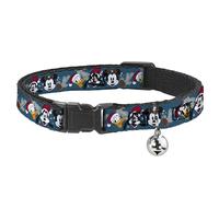 Disney - Collar de gato con campana, Donald Goofy y Mickey con cono de pino azul, 8.5 a 12 pulgadas, 0.5 pulgadas de ancho