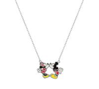Disney Collar de plata de ley esmaltada de Mickey y Minnie Mouse besándose, Plata esterlina