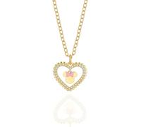 Disney Collar Minnie Mouse Corazón, Latón Dorado con Perlas Blancas, para Mujer y Niñas, Tamaño Ajustable 41 cm + 5 cm, Listo para Regalar, Joyas Oficiales