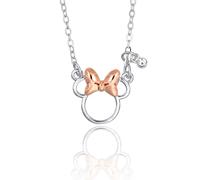 Disney Collar Minnie Mouse, de latón con lazo rosa, longitud ajustable 40+5 cm, para mujer o niña, listo para regalar, joyas oficiales