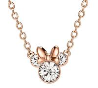 Disney Collar Minnie Mouse en Latón Bañado en Oro Rosa, Preciosas Circonitas Blancas, Piedra de Nacimiento de Abril, Largo 40+5 cm, para Mujeres y Niñas, Listo para Regalar, Joyas Oficiales