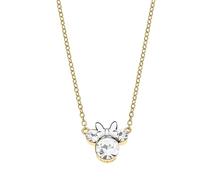 Disney Collar Minnie Mouse en Plata 925 Bañada en Oro 18kt con Preciosas Circonitas Blancas, Tamaño Ajustable, Apto para Mujeres y Niñas, Listo para Regalar, Joyas Oficiales
