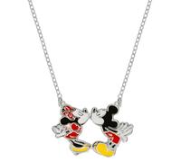 Disney Collar Minnie y Mickey Mouse, Plata de Ley con Esmalte para Niños y Niñas, Joyas, UNICO, Plata esterlina, No es una piedra preciosa