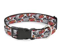 Disney - Collar para Mascotas, Collar de Perro con Hebilla de plástico, Cars 3 Lightning Mcqueen Storm Jackson Poses dispersas, Blanco, 7 a 8.5 Pulgadas, 0.5 Pulgadas de Ancho