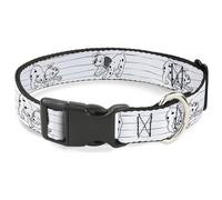 Disney - Collar para Mascotas, Collar de Perro con Hebilla de plástico, Cien y un Cachorros dálmatas Jugando Blanco y Negro, 20 a 31 Pulgadas, 1.5 Pulgadas de Ancho