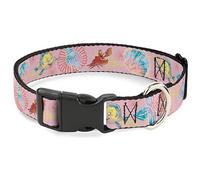 Disney - Collar para mascotas, collar de perro con hebilla de plástico, La Sirenita Platija y Sebastian Under The Sea Pinks, 20 a 31 pulgadas, 1.5 pulgadas de ancho
