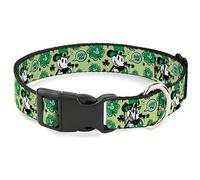 Disney - Collar para mascotas, collar de perro con hebilla de plástico, Mickey Mouse St Patricks Day Lucky Me Leprechaun Pose Greens, 9.5 a 14.5 pulgadas, 0.5 pulgadas de ancho