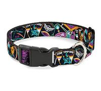 Disney - Collar para Mascotas, Collar de Perro con Hebilla de plástico, Parches de Misión Lightyear Collage, Negro, Multicolor, 13 a 17 Pulgadas, 1.5 Pulgadas de Ancho