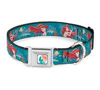 Disney Collar para Mascotas, Collar de Perro, Hebilla de cinturón de Seguridad de Metal, La Sirenita Platija y Sebastián Bajo el Mar Verde, 11 a 16.5 Pulgadas 1.0 Pulgadas de Ancho