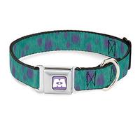 Disney Collar para Mascotas, Collar de Perro, Hebilla de cinturón de Seguridad de Metal, Monsters Inc Sulley Bounding Spots Azul Morado, 13 a 17 Pulgadas, 1.5 Pulgadas de Ancho