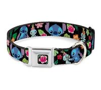 Disney - Collar para mascotas, collar de perro, hebilla de cinturón de seguridad de metal, pose de puntada, flora tropical, 20 a 31 pulgadas, 1.5 pulgadas de ancho
