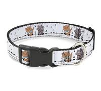 Disney Collar para Mascotas, Collar de Perro, Hebilla de plástico, Aristogats Toulouse y Berlioz Piano Pose y Notas Musicales, 9.5 a 14.5 Pulgadas de Ancho