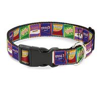 Disney Collar para Mascotas, Collar de Perro, Hebilla de plástico, Bloques de Logotipo de The Proud Family Proud Snacks Multicolor, 20 a 31 Pulgadas, 1.5 Pulgadas de Ancho