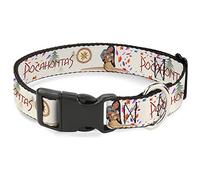 Disney Collar para Mascotas, Collar de Perro, Hebilla de plástico, brújula Pocahontas y Meeko con Escritura y Hojas Beige, 8.5 a 12 Pulgadas, 0.5 Pulgadas de Ancho