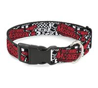 Disney - Collar para Mascotas, Collar de Perro, Hebilla de plástico, diseño de Cars Lightning Mcqueen Racing Collage Blanco, Negro y Rojo, 11 a 16.5 Pulgadas, 1.0 Pulgadas de Ancho