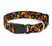 Disney Collar para Mascotas, Collar de Perro, Hebilla de plástico, Lilo and Stitch Halloween Stitch Jack O Lantern Pumpkin Candy, 16 a 23 Pulgadas, 1.5 Pulgadas de Ancho