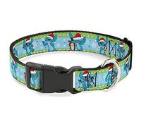 Disney Collar para Mascotas, Collar de Perro, Hebilla de plástico, Lilo and Stitch Holiday Stitch y Scrump Poses a Rayas, 7 a 8.5 Pulgadas, 0.5 Pulgadas de Ancho
