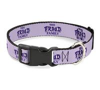 Disney - Collar para Mascotas, Collar de Perro, Hebilla de plástico, Logotipo de The Proud Family Title, Color Morado, 8.5 a 12 Pulgadas, 0.5 Pulgadas de Ancho