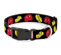 Disney Collar para Mascotas, Collar de Perro, Hebilla de plástico, Pantalones Cortos y Zapatos de Mickey Mouse Negro, Rojo y Amarillo, 7 a 8.5 Pulgadas, 0.5 Pulgadas de Ancho