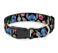 Disney Collar para mascotas, collar de perro, hebilla de plástico, poses de puntada de flora tropical, 7 a 8.5 pulgadas, 0.5 pulgadas de ancho