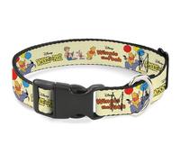 Disney - Collar para Mascotas, Collar de Perro, Hebilla de plástico, Poses de Winnie The Pooh y Sus Amigos y Logotipos de títulos, Amarillo, 16 a 23 Pulgadas, 1.5 Pulgadas de Ancho