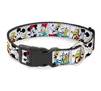 Disney Collar para mascotas, collar de perro, hebilla de plástico, Sensational Six Buddy Pose Blocks blanco, multicolor, 13 a 17 pulgadas, 1.5 pulgadas de ancho