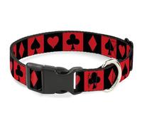 Disney Collar para Mascotas, Collar de Perro, Hebilla de plástico, Tarjeta de Alicia en el país de Las Maravillas, Color Rojo y Negro, 16 a 23 Pulgadas, 1.5 Pulgadas de Ancho